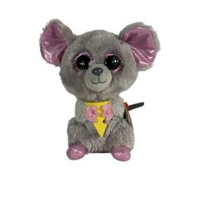 Ty Beanie Boos Squeaker Mouse Plush Gray Pink Glitter Ears Cheese Heart Tag NWT